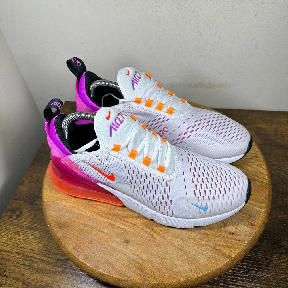 Nike Air Max 270 Womens 11.5 White Pink Orange FD0824-100 Running Shoes